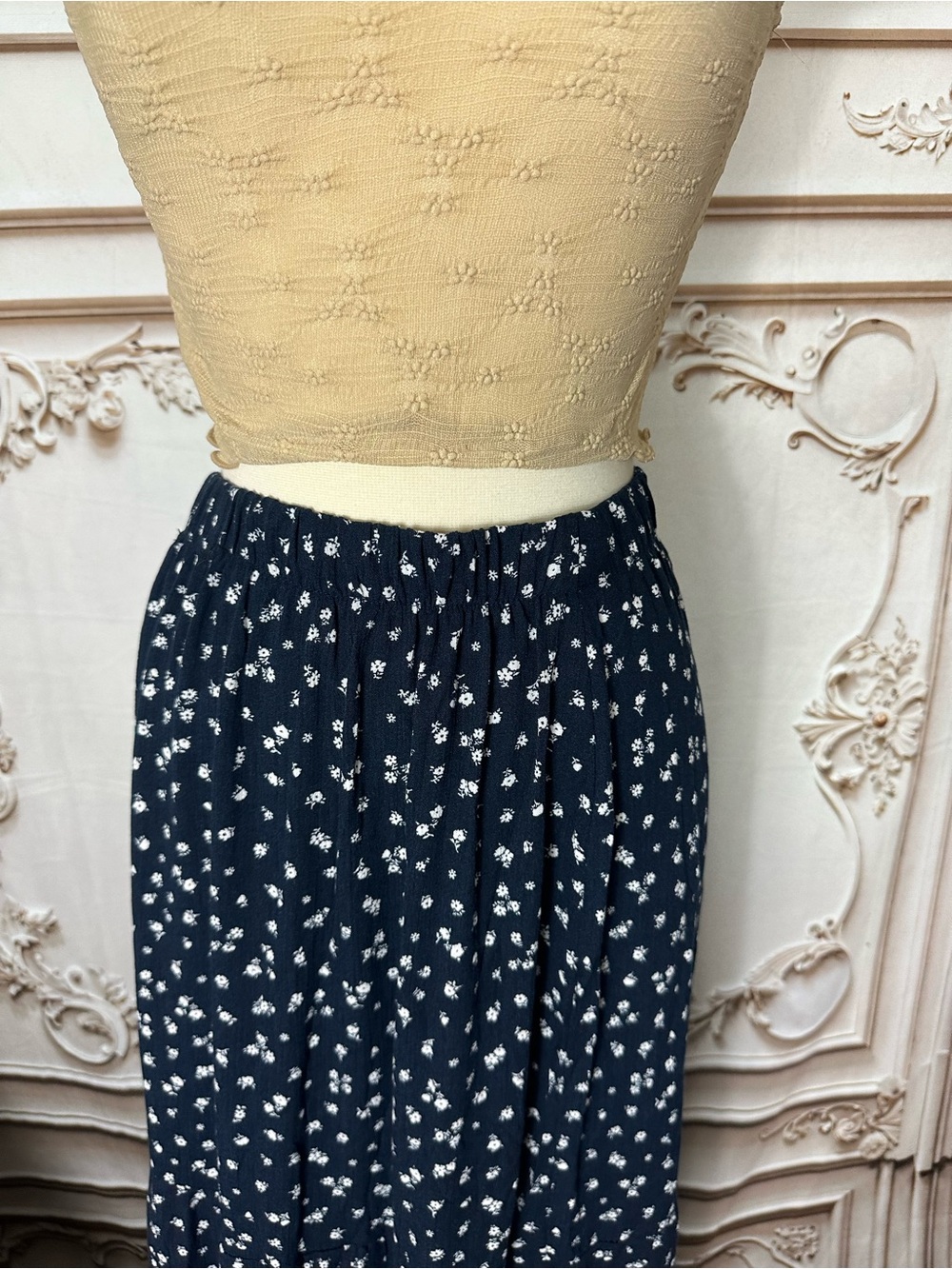Ambiance Navy Blue Printed Maxi Skirt - Picture 4 of 9